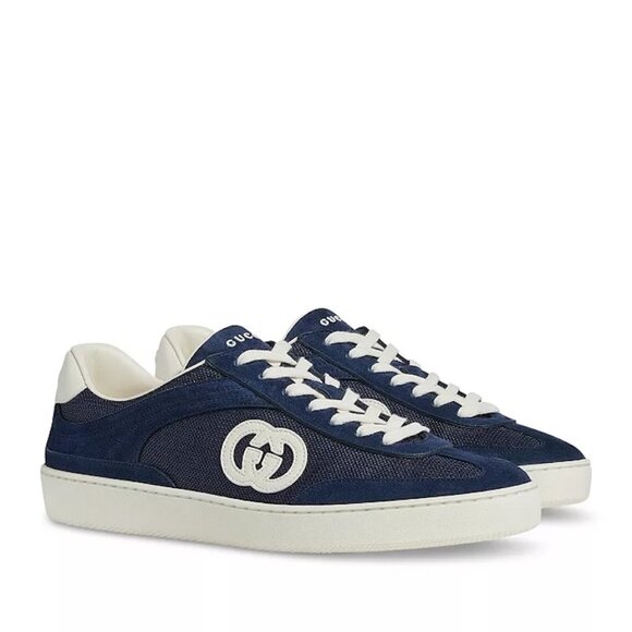 GUCCI Mens Sweet Interlocking G Logo Lace Up Low Top Suede Sneakers Shoes main image 13